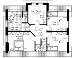Dachgeschoss mit Arbeitszimmer oder Gästezimmer